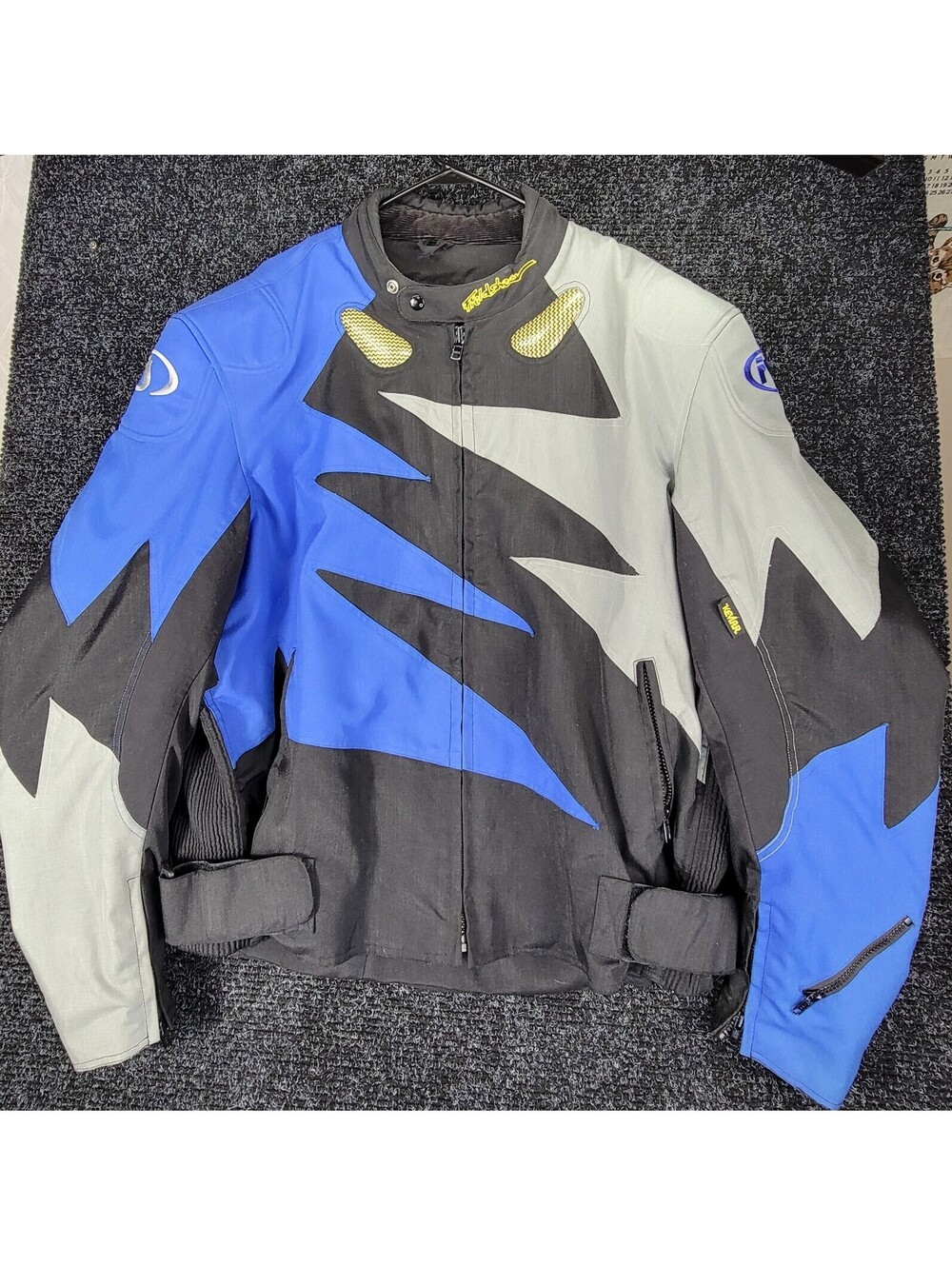 Fieldsheer Leather Moto Jacket Size EU 54 US 44 Blue Y2K Racing Armour SHELL